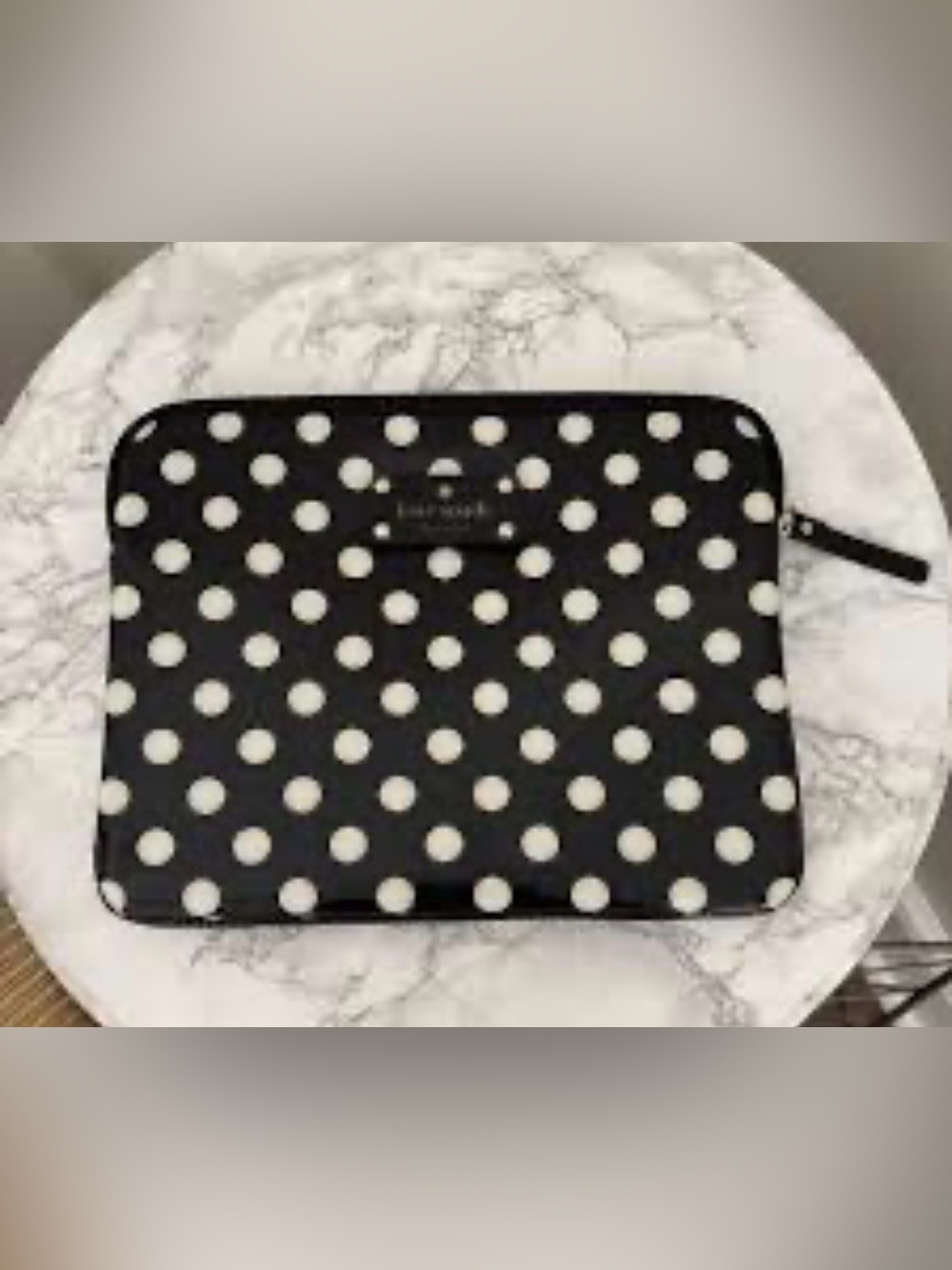 ♠️Kate Spade Black White Polka Dot Neoprene iPad Tablet Sleeve Case✨